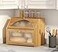 Vriccc Bread Box Bamboo Wood Bread Box for Kitchen Counter Doublelayer Bread Storage Bin Acrylic glass with Diamond Patterns Natural Large