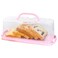Cheeren Plastic Rectangular Bread Box with Portable Handle Loaf Cake Storage Container Box for Storing Banana BreadPumpkin Bread RectangularPink