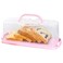 Cheeren Plastic Rectangular Bread Box with Portable Handle Loaf Cake Storage Container Box for Storing Banana BreadPumpkin Bread RectangularPink