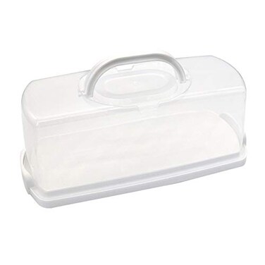 Cheeren Plastic Rectangular Bread Box with Portable Handle Loaf Cake Storage Container Box for Storing Banana BreadPumpkin Bread RectangularWhite