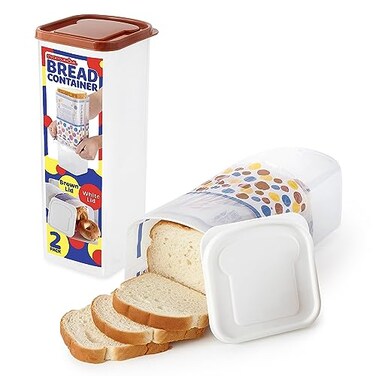 Stock Your Home Bread Container 2 Pack Bread Loaf Keeper Fresh Bread Storage Container Clear Bread Saver Bread Holder Bread Bin for Bun Bagel and Bread Loaf Plastic Bread Box White Brown