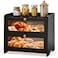 JANSNIMEN Double Layer Bread Box for Kitchen Countertop Large Breadbox Bread Container Storage with Acrylic Door Wooden Farmhouse Bread Holder Black Medim157 L x 95 W x 13 H