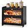 JANSNIMEN Double Layer Bread Box for Kitchen Countertop Large Breadbox Bread Container Storage with Acrylic Door Wooden Farmhouse Bread Holder Black Medim157 L x 95 W x 13 H