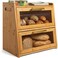 Gennua Kitchen Extra Large Bamboo Bread Box for Kitchen Countertop Wooden Double Layer Breadbox Provides Double the Storage Holds Multiple Loaves Durable Beautiful with Frosted Acrylic Panels