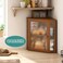 viewcare Corner Bread Box for Kitchen Counter Bamboo Wood Large Capacity Bread Storage Bin with Acrylic Wavy Door Panel Brown Extra Large