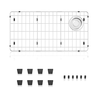 DPZM 2814 x 1414 x 114 Stainless Steel Sink Rack for Bottom of Sink Metal Sink Protectors For Kitchen Sink Sink Grid Sink Bottom Grid with Side Drain Kitchen Sink Grid with Sink Strainer