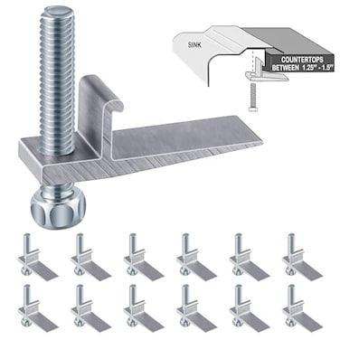 Dreyoo 12 Pack Sink Clips for Countertop Sinks Heavy Duty J Channel Mounting Clips for Drop In Installation Adjustable Hardware for Thick Countertops up to 2 51mmClassic Style