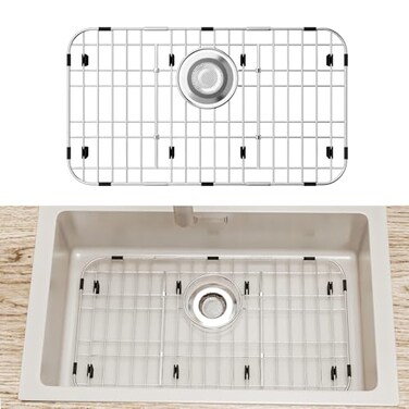 DPZM 23 x 13 Stainless Steel Sink Grid Sink Protectors for Kitchen Sink Sink Protector with Rear Drain for Single Sink Bowl Sink Bottom Grid Sink Grate for Bottom with Sink Strainer