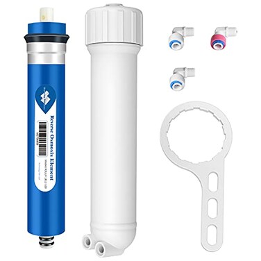 Membrane Solutions 100 GPD RO Membrane Reverse Osmosis Membrane with Membrane Housing Replacement for Under Sink Home Drinking RO Water Filter System Wrench14 QuickConnect FittingsCheck Valve