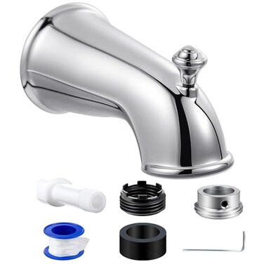 Dreyoo Tub Spout Universal Fits 12 Copper Pipe 12 IPS and 34 IPS Bathroom Bathtub Faucet with Adapters and Hex WrenchChromeClassic