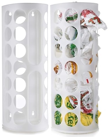 Handy Laundry Grocery Bag Storage Holder Large Bag Dispenser Neatly Store Plastic Shopping Bags Keep them Handy for Reuse Access Holes Make Adding or Retrieving Bags Simple Convenient 2Pack