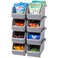 ReadySpace Plastic Containers for Organizing and Storage Bins for Closet Kitchen Office Garage or Pantry Organization Stackable Bins Medium 11 x 5 x 55 8Pack Grey