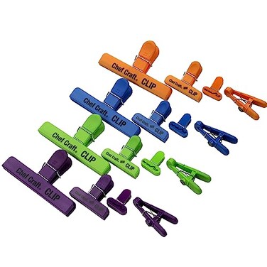 Chef Craft Select Plastic Bag Clip Set 16 piece set BlueGreenOrangePurple