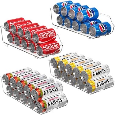 Simple Houseware Assorted Can Organizer for RefrigeratorPantry Set of 4 Clear