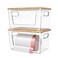 spospo 2 Pack Trash Bag Holder with Bamboo Lid Stackable Trashbag Dispenser Extra Large Garbage Bag Holder for Kitchen Laundry Room Under Sink Organization and Storage
