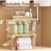 spospo 2 Pack Trash Bag Holder with Bamboo Lid Stackable Trashbag Dispenser Extra Large Garbage Bag Holder for Kitchen Laundry Room Under Sink Organization and Storage