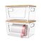 spospo 2 Pack Trash Bag Holder with Bamboo Lid Stackable Trashbag Dispenser Extra Large Garbage Bag Holder for Kitchen Laundry Room Under Sink Organization and Storage