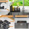 SuoXing Sink Caddy Kitchen Sink OrganizerBlack Sponge Holder with High Scrub Brush HolderPlastic Kitchen Countertop OrganizerMultifunctional Sponge Drain RackDish SoapDish Sponge HolderSoap Dispenser