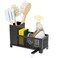 SuoXing Sink Caddy Kitchen Sink OrganizerBlack Sponge Holder with High Scrub Brush HolderPlastic Kitchen Countertop OrganizerMultifunctional Sponge Drain RackDish SoapDish Sponge HolderSoap Dispenser