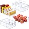Mpotmiy 4 Pack Clear Pantry Organizers and Storage Bins with Divider Transparent Plastic Basket Refrigerator and Fridge Bins
