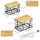 TIDIIABODE 2 Pack Stackable Storage Laundry Kitchen Organizers Wall Mount Trash Bag Holder with Bamboo Top and Garbage Bag Dispenser No Drill