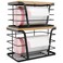 TIDIIABODE 2 Pack Stackable Storage Laundry Kitchen Organizers Wall Mount Trash Bag Holder with Bamboo Top and Garbage Bag Dispenser No Drill