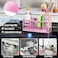 Cisily Pink Kitchen Sink Caddy Organzier with High Brush Holder Sponge Holder for Sink 304 Rustproof Stainless Kitchen Countertop Soap Dispenser Organizer
