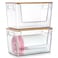 Hudgan 2 Pack Trash Bag Holder Dispenser Extra Large Garbage Bags Holder Stackable Trash Bag Holder with Bamboo Top for Laundry Room Under Sink
