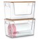 Hudgan 2 Pack Trash Bag Holder Dispenser Extra Large Garbage Bags Holder Stackable Trash Bag Holder with Bamboo Top for Laundry Room Under Sink