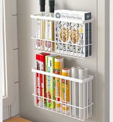 EigPluy 2 Piece Kitchen Cabinet Door Storage BoxSelf Adhesive Wall Mounted Storage BoxesWardrobeBathroomRefrigerator Small Items Organizer Storage Box White