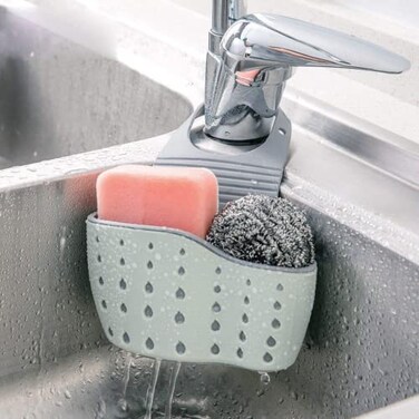 VANVENE Kitchen Sink Shelf Soap Sponge Drain Rack Holder Double Decker Hanging Basket Storage Suction Cup Kitchen Organizer Sink Accessories Wash DropshippingBlue1Pcs