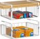 AmonHouseware 2Pack Under Shelf Basket OrganizerAdjustable Hanging Holder Storage for Cabinet Pantry Kitchen Cupboard Desk Counter Bookshelf Organization Addon Space Saver Heavy Duty SlideinWhite