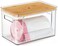 Hudgan Stackable Storage with Bamboo Top for Laundry Room Organization Extra Large Trash BagGarbage Bag Dispenser Under Sink Organizer Pantry Organizers