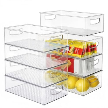 Heyuzb Set of 8 Clear Fridge Organizer Bins Stackable Refrigerator Organizers and Storage for Fridge Freezer Pantry BPA Free