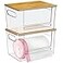 Ginnerella Trash Bag Dispenser 2 Pack Under Sink Organizer Plastic Bag Holder Stackable Acrylic Garbage Bag Storage with Bamboo Lid for Kitchen Cabinet 133033 Gallon Grocery Bag Dispenser
