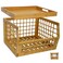 altCooking Hub Bamboo Storage Bin Multipurpose Stackable Open Front Storage Bin with Bamboo Serving Tray Lid for Kitchen Pantry Stylish Lattice Design