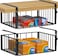 AmonHouseware 2Pack Under Shelf Basket OrganizerAdjustable Hanging Holder Storage for Cabinet Pantry Kitchen Cupboard Desk Counter Bookshelf Organization Addon Space Saver Heavy Duty SlideinBlack