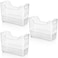 Peohud 3 Pack Freezer Organizer Bins with Wheels Clear Plastic Pantry Storage Organizer with Handle Tall Narrow Kitchen Organization Rolling Bins for Fridge Cabinet Bathroom Under Sink Office