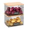 keomaisyto 2 Set XL Stackable Wire Baskets with Bamboo Top Pantry Organizers and Storage Kitchen Organization Counter Storage Bins for PotatoOnionFruitVegetableProduce Under Sink Organizing