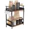 KLM 2 Tier Coffee Bar Organizer for Home Office Spice Rack for Countertop Kitchen Counter Storage Shelf with Hanging Basket Coffee and Tea Condiment Station Organizer