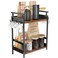 KLM 2 Tier Coffee Bar Organizer for Home Office Spice Rack for Countertop Kitchen Counter Storage Shelf with Hanging Basket Coffee and Tea Condiment Station Organizer