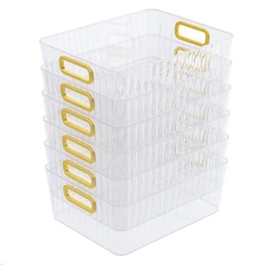 Callyne 6Pack Clear Plastic Pantry Organizer Bins Clear Storage Bins for Organizing
