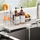 Cisily Sponge Holder for Kitchen Sink Sink Caddy Organizer with High Brush Holder Kitchen Countertop Organizers and Storage Essentials Rustproof 304 Stainless Steel Silver 1062