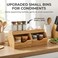 CENCODE Bamboo Pantry Storage Bins Set 5 Pieces Stackable Baskets Potato and Onion Storage Bamboo Wood Storage Bins for Pantry Baskets Organization and Storage Kitchen Essential