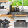 SuoXing Rustproof Kitchen Sink Organizer for CountertopMultifunctional Sink Organizer Caddy OrganizationScrub Brush and Sponge HolderPlastic Sink Storage RackSponge Drain RackDish Soap DispenserBlack