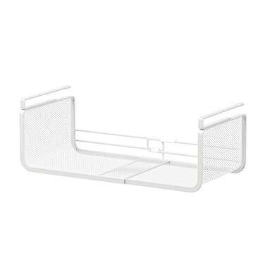 Janebert Expandable Under Shelf Basket Organizer Under Shelf Storage Hanging Baskets Under Cabinet for Pantry Kitchen Cupboard Desk Counter Bookshelf Space Saver Heavy Duty Slidein white 1 Pack