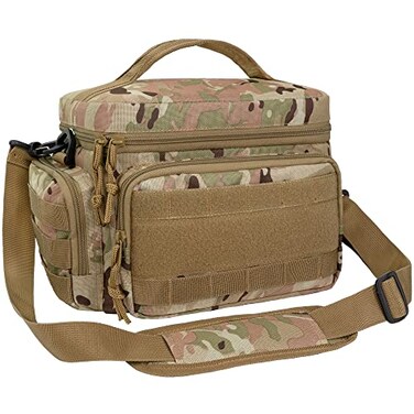 opux Tactical Lunch Box for Men Insulated Lunch Bag Leakproof Soft Military Cooler with Reinforced MOLLE Webbing Patch Panel Heavy Duty Lunchbox Pail for Work Construction Camo Medium 10 Cans