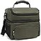 FlowFly Double Layer Cooler Insulated Lunch Bag Adult Lunch Box Large Tote Bag for Men Women With Adjustable StrapFront Pocket and Dual Large Mesh Side PocketsArmy Green