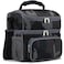 FlowFly Double Layer Cooler Insulated Lunch Bag Adult Lunch Box Large Tote Bag for Men Women With Adjustable StrapFront Pocket and Dual Large Mesh Side PocketsBlack Camo