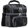 FlowFly Double Layer Cooler Insulated Lunch Bag Adult Lunch Box Large Tote Bag for Men Women With Adjustable StrapFront Pocket and Dual Large Mesh Side PocketsBlack Camo